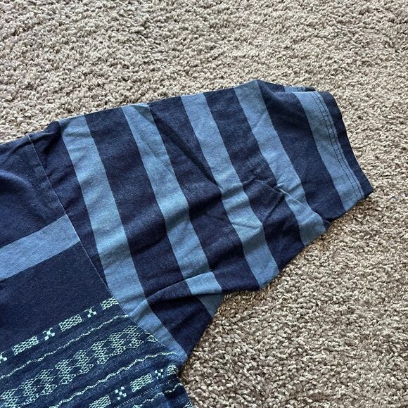 Vintage 90s Pacific Coast Highway California AOP Shirt Blue Striped Size M - Picture 5 of 8